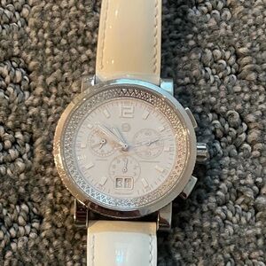 Michele white diamond 20mm sport sail watch
